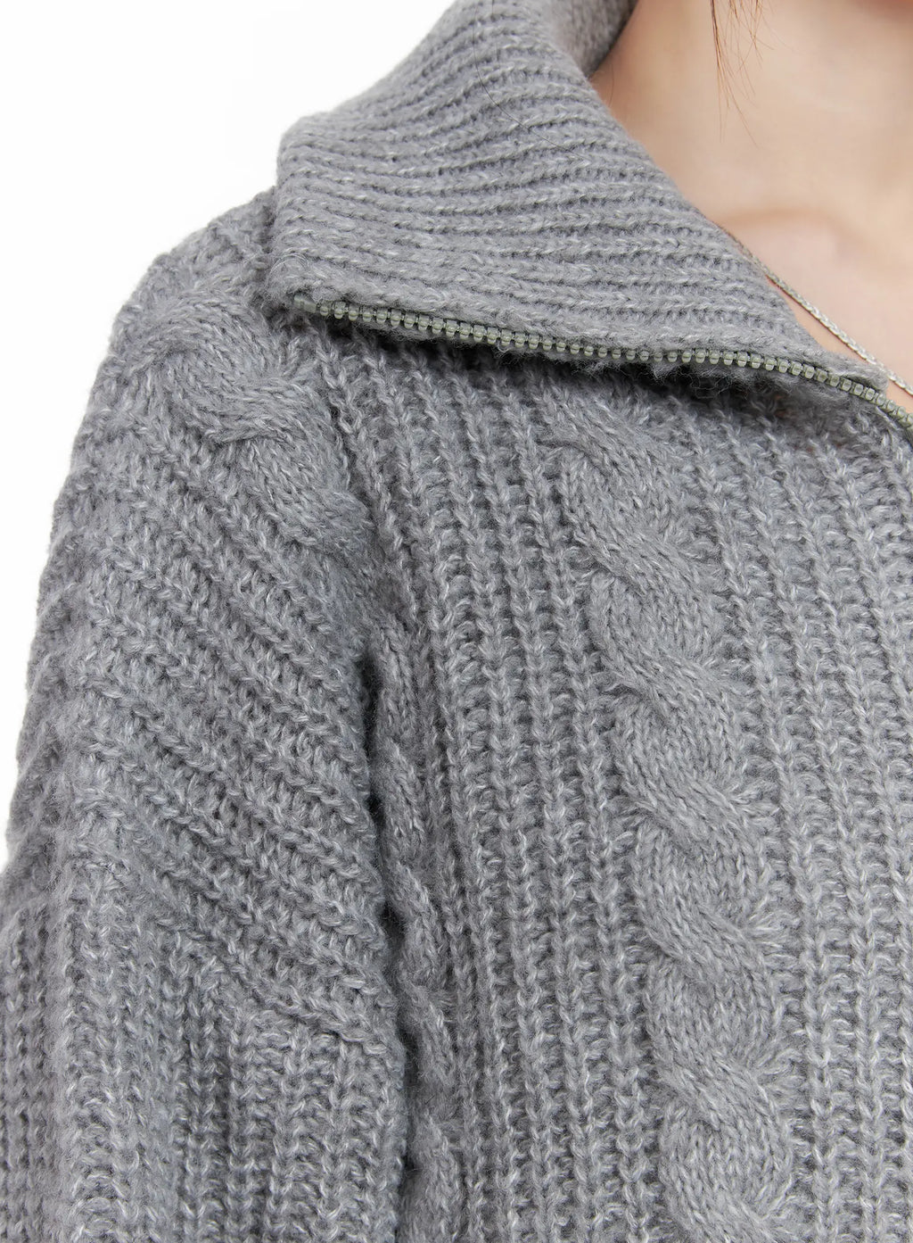 Cable Knit Zip-Up Sweater CG518