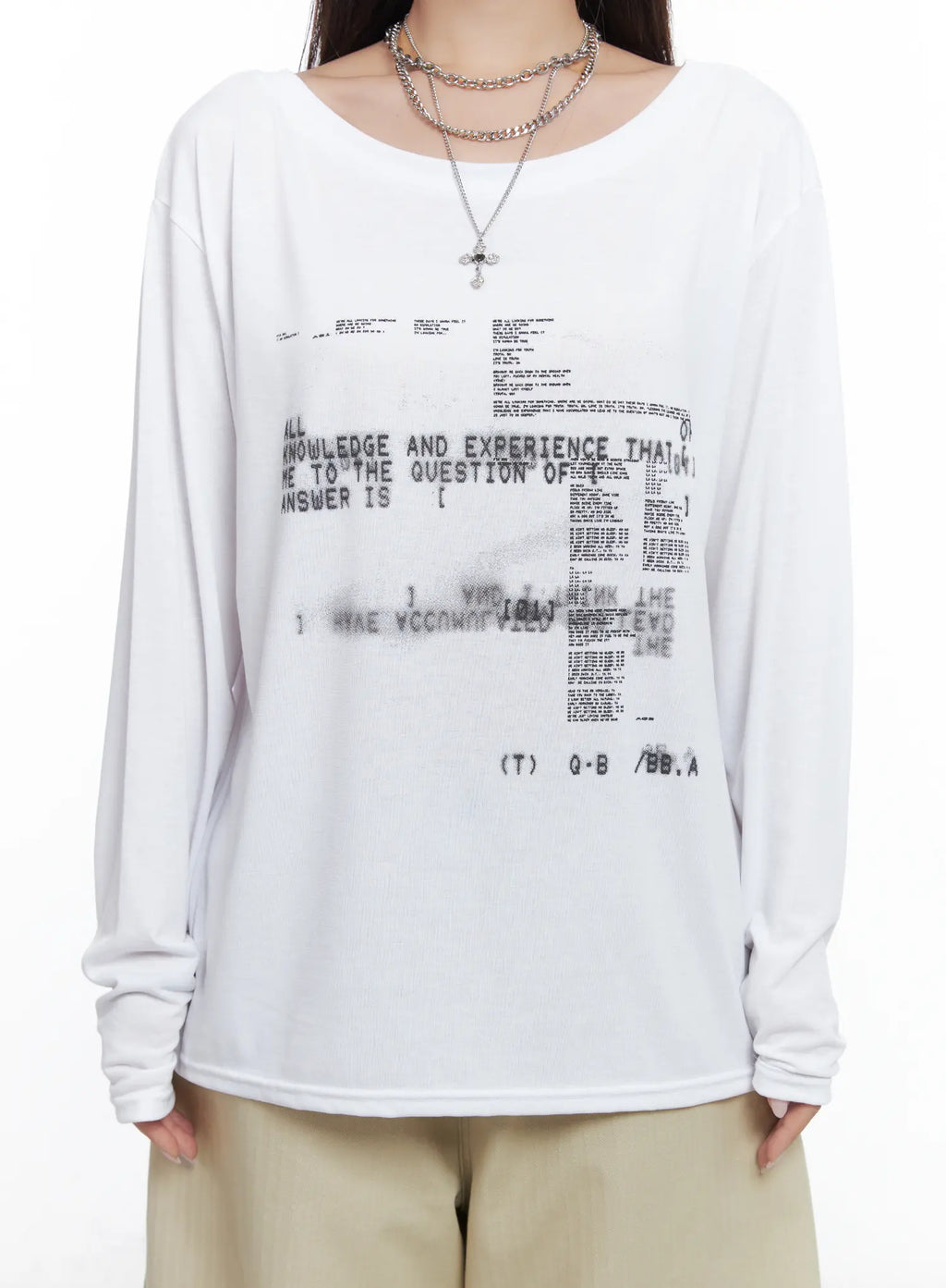 Cyber Graphic White Long Sleeve Tee CS503