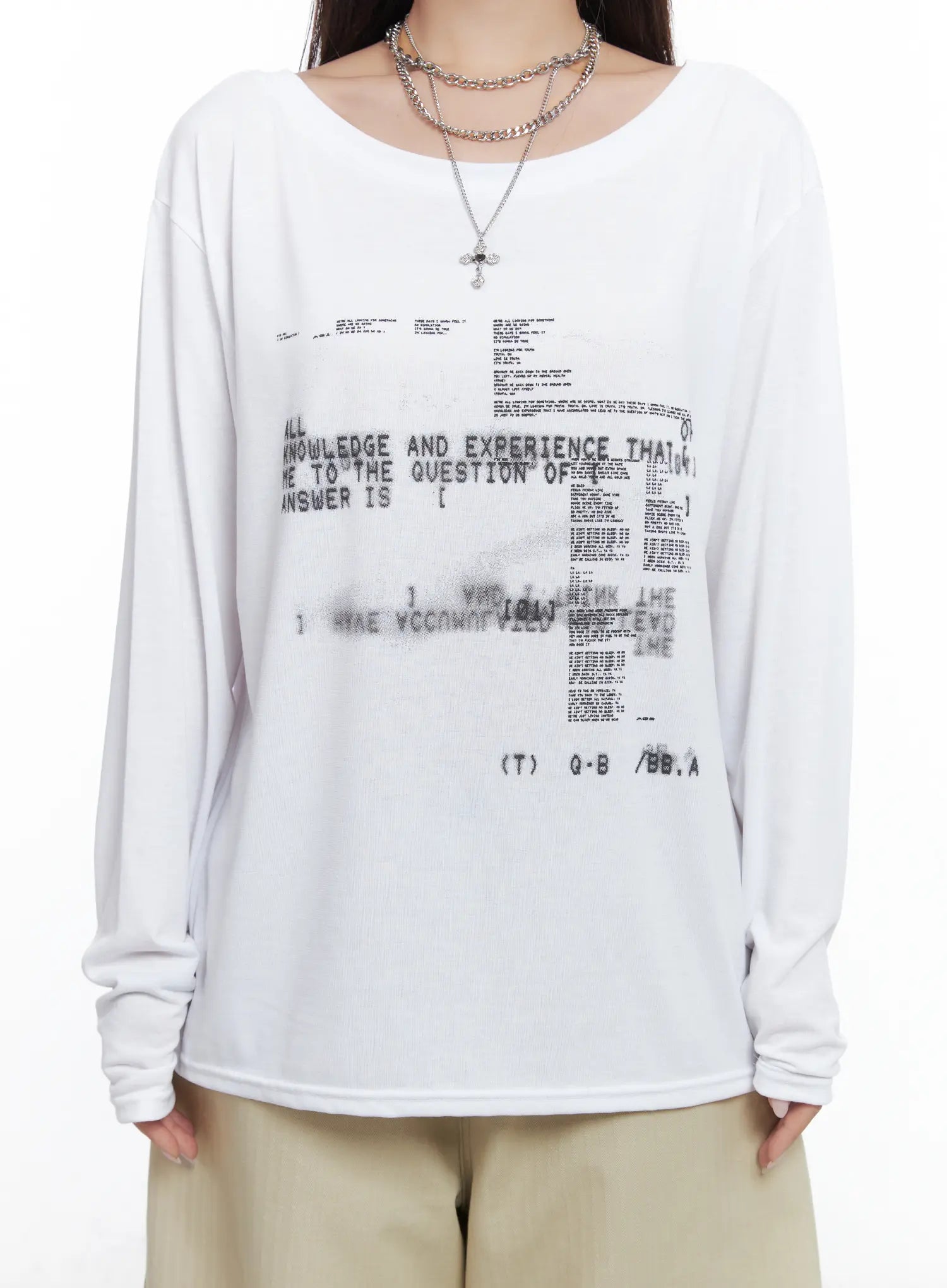 Cyber Graphic White Long Sleeve Tee CS503