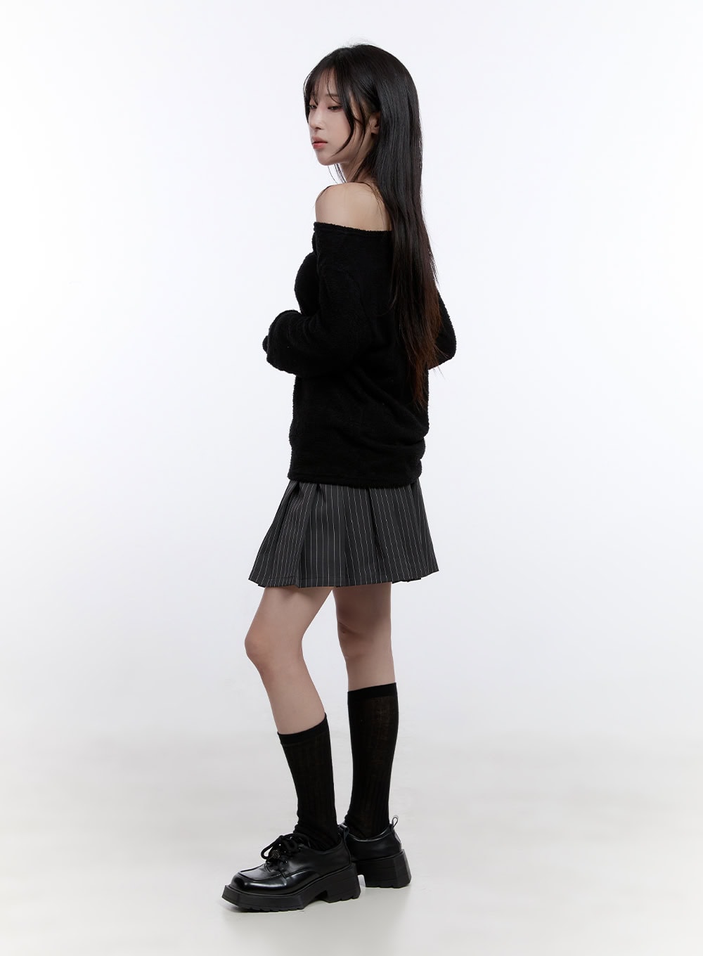 Fuzy Soft Off Shoulder Long Sleeve Top CO418