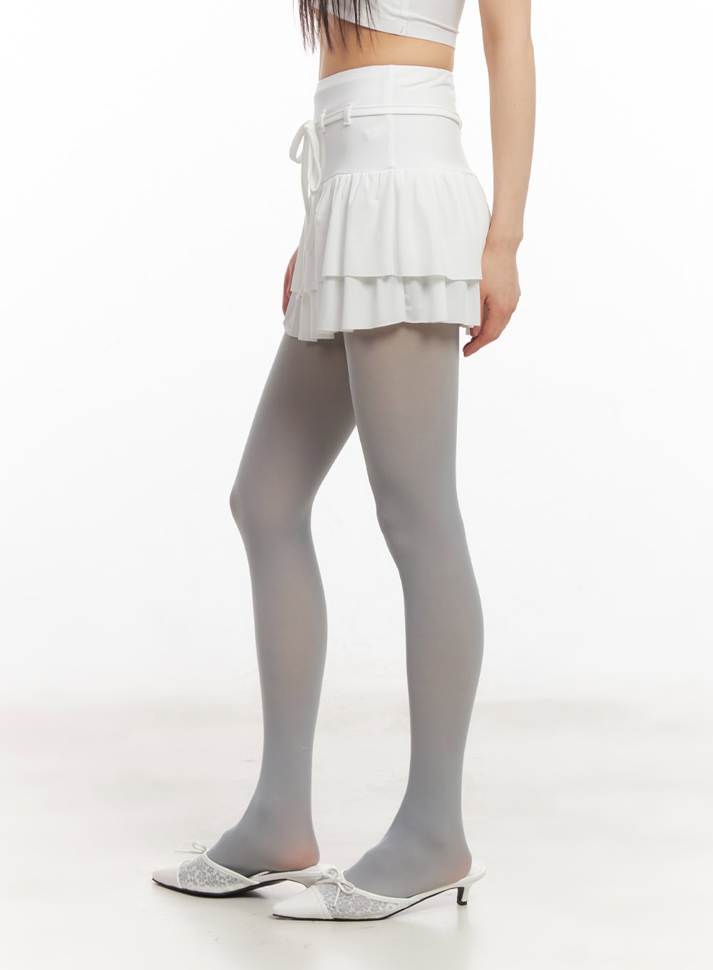 String Ribbon Ruffle Mini Skirt CA522