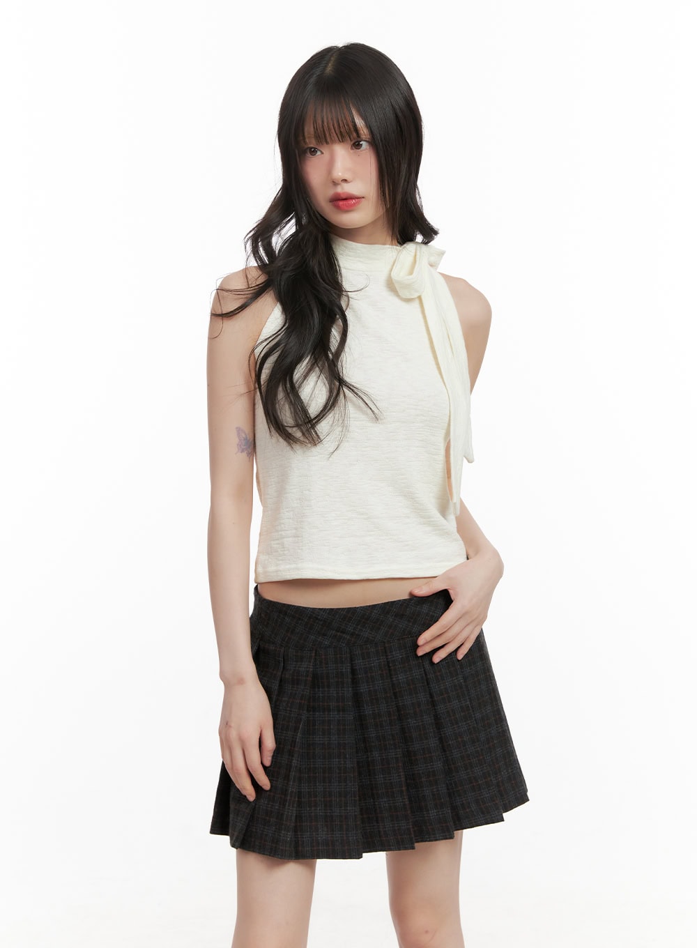 Ribboned Bolero High-Neck Crop Top Set CJ501