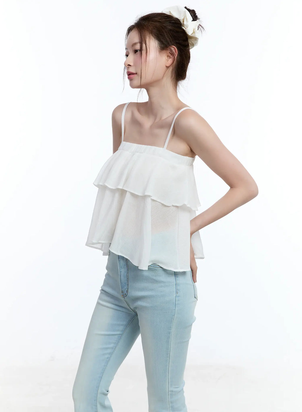 Sheer Ruffle Cami Top CU513