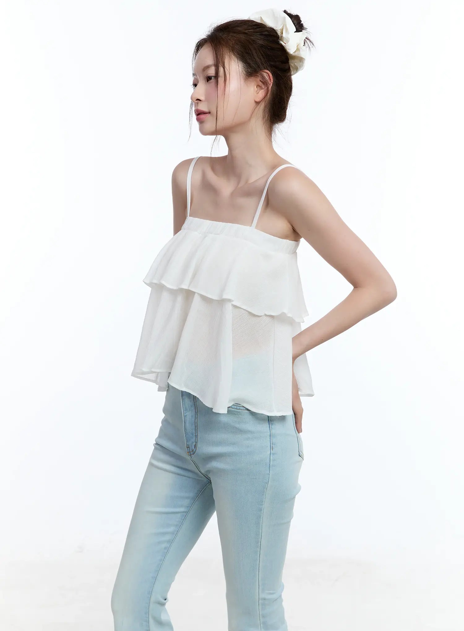 Sheer Ruffle Cami Top CU513