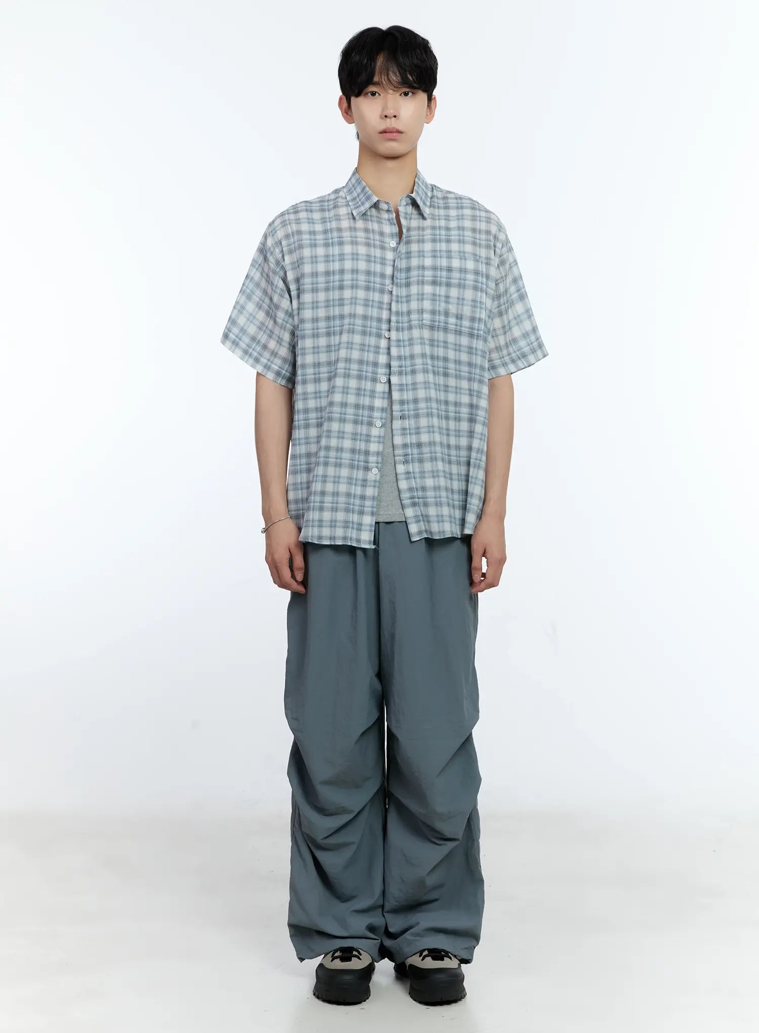 Men's Checkered Button-Up Shirt IG501