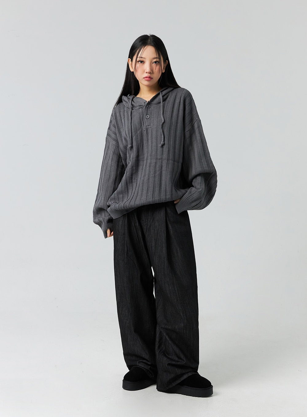 Buttoned Hooded Sweater CO323