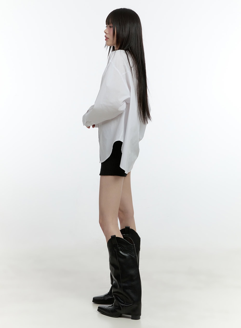 Loose-Fit Collared Button-Up Shirt CF506