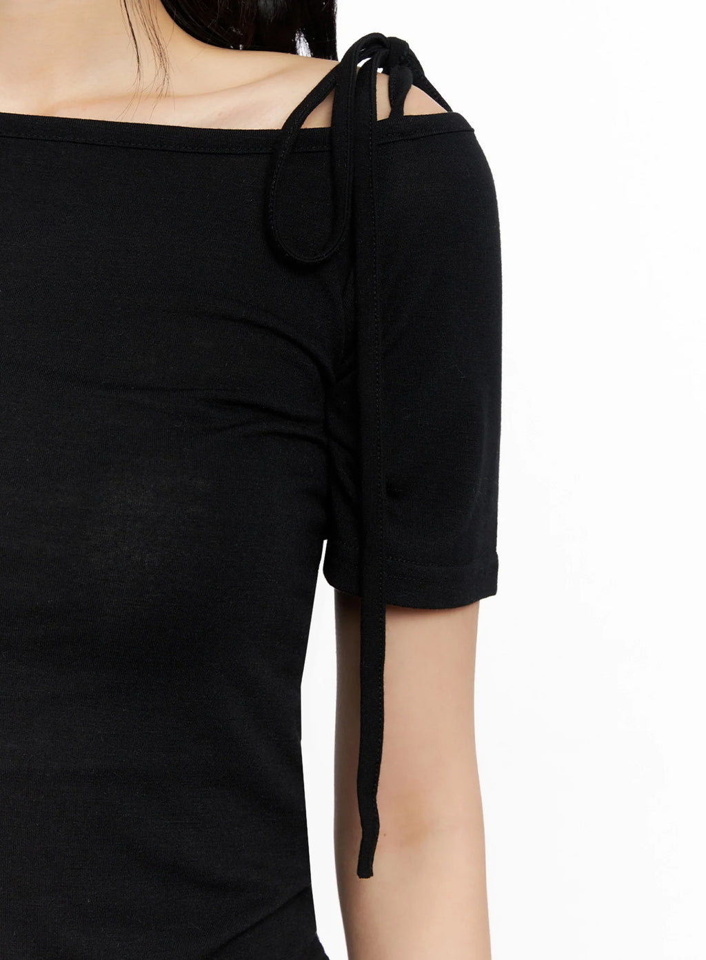Asymmetric Shoulder-Tie T-Shirt IG508