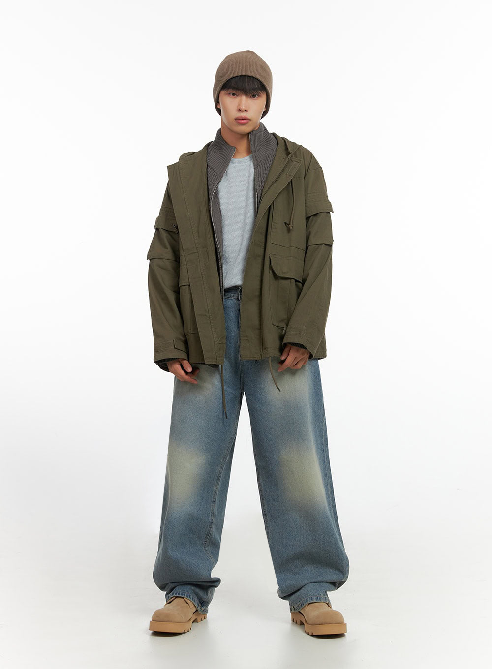 Men's Washed Wide Fit Jeans IO420