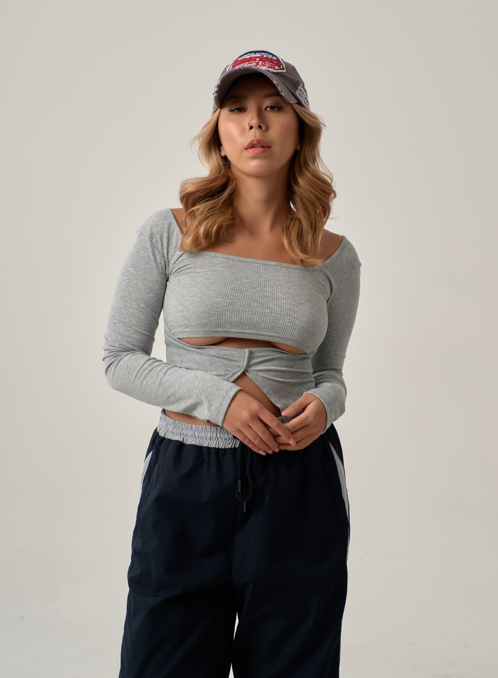 Sexy Square Neck Front Hole Top IN22