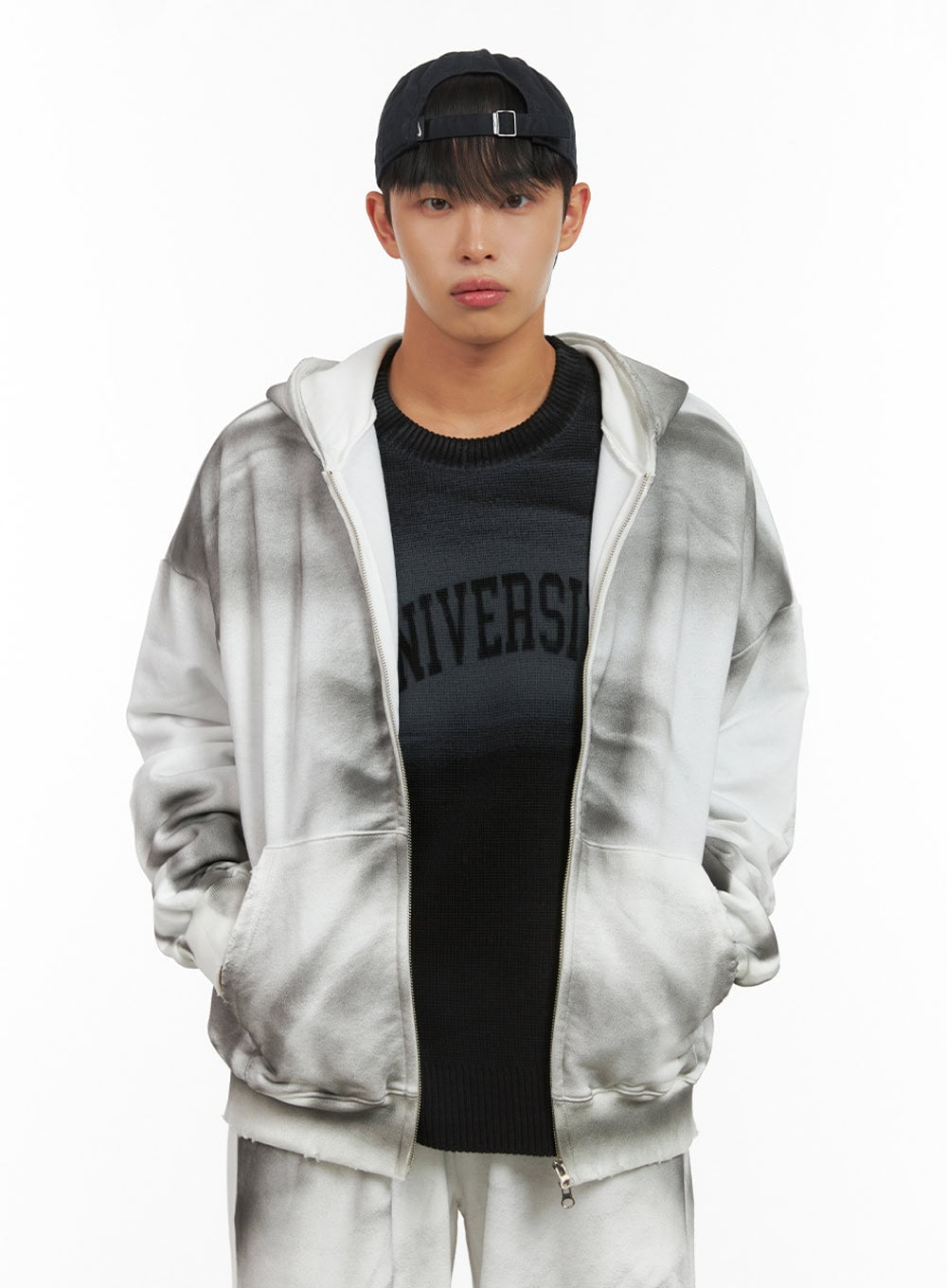 Men's Chic Washed Zip Hoodie IS419