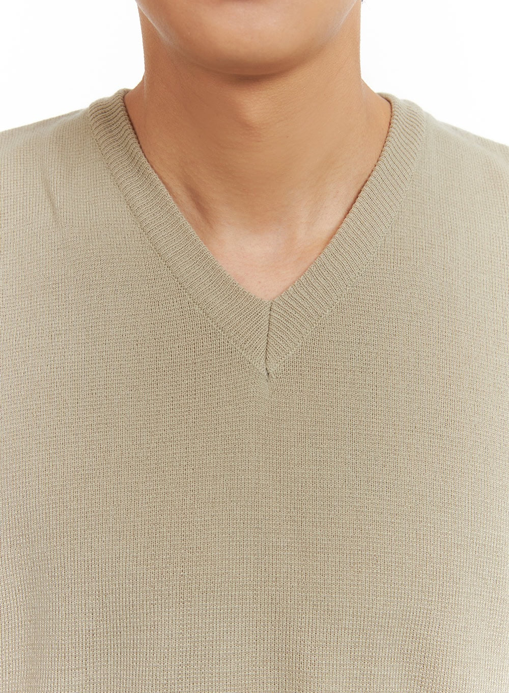 Men's Classic V-Neck Knit Vest (Beige) IY424