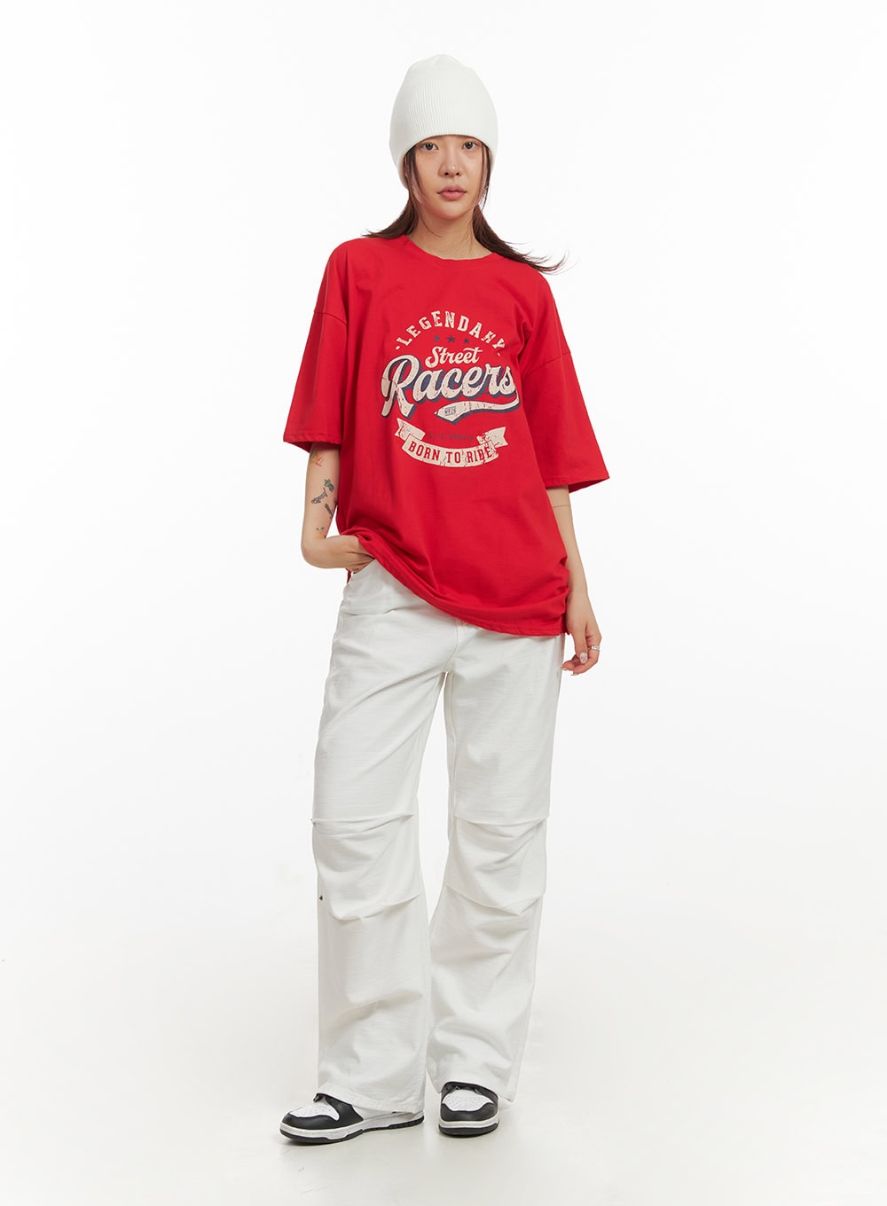 Oversize Graphic Lettering Tee IY410