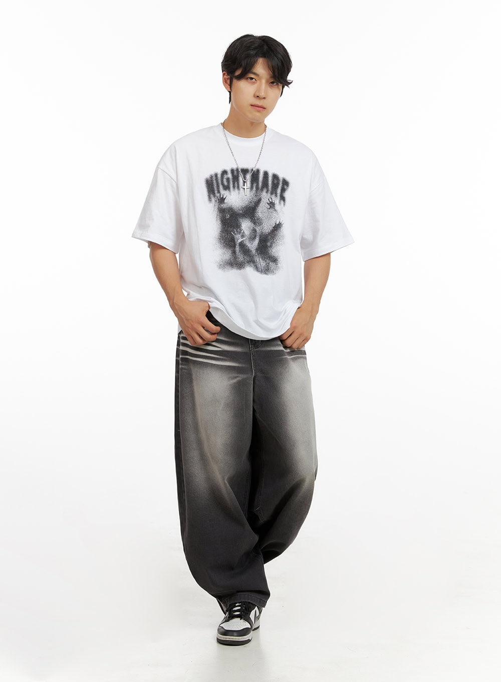 Men's Loose Fit Baggy Jeans (Black) IG409