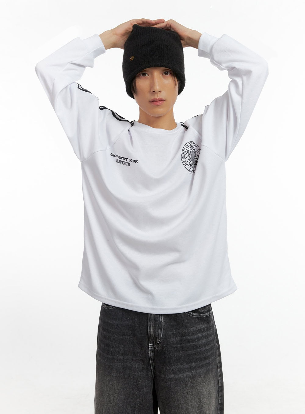 Men's Striped Logo Shirt IO417