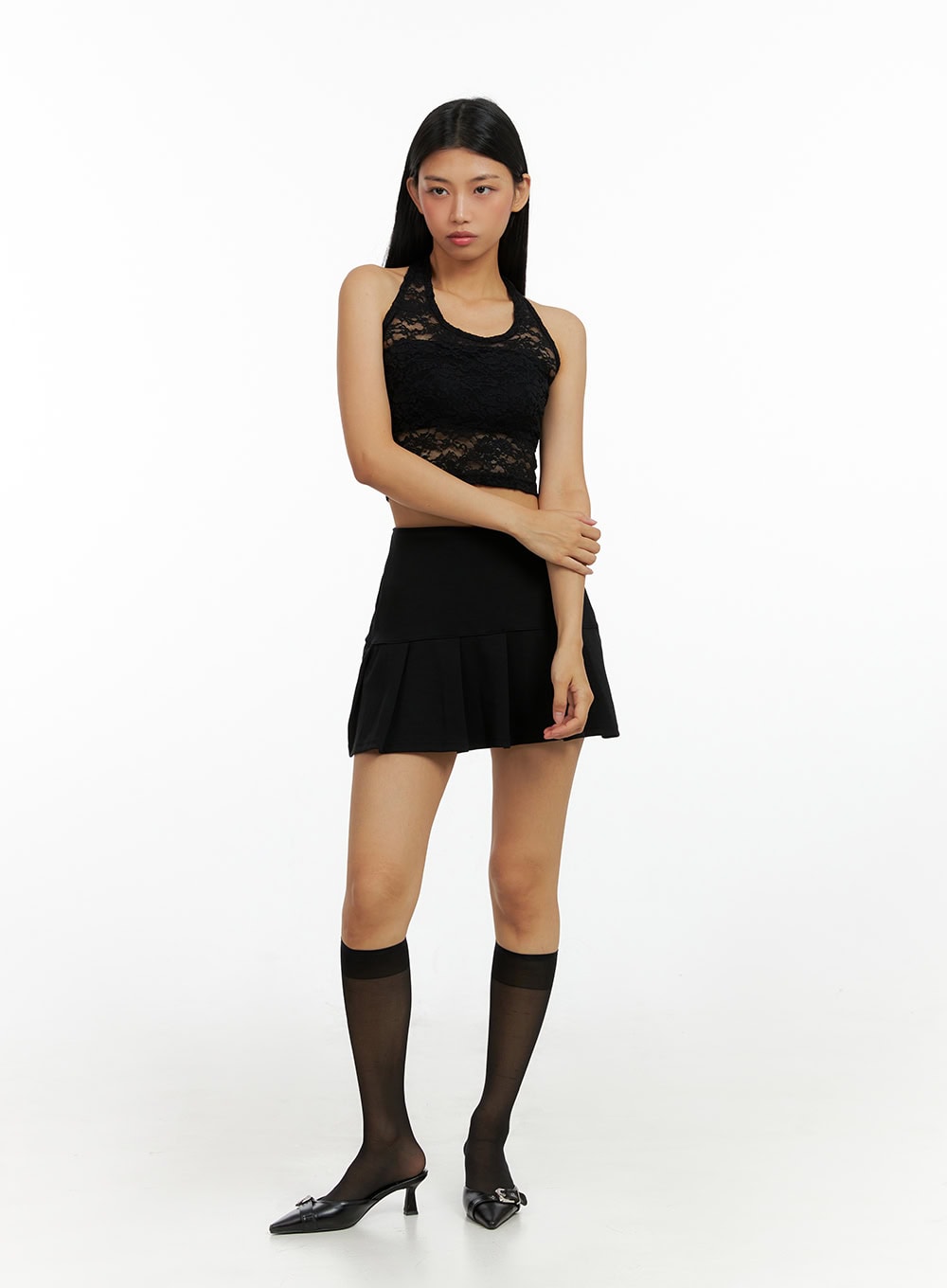 Lace Halter Crop Sleeveless Top IL419