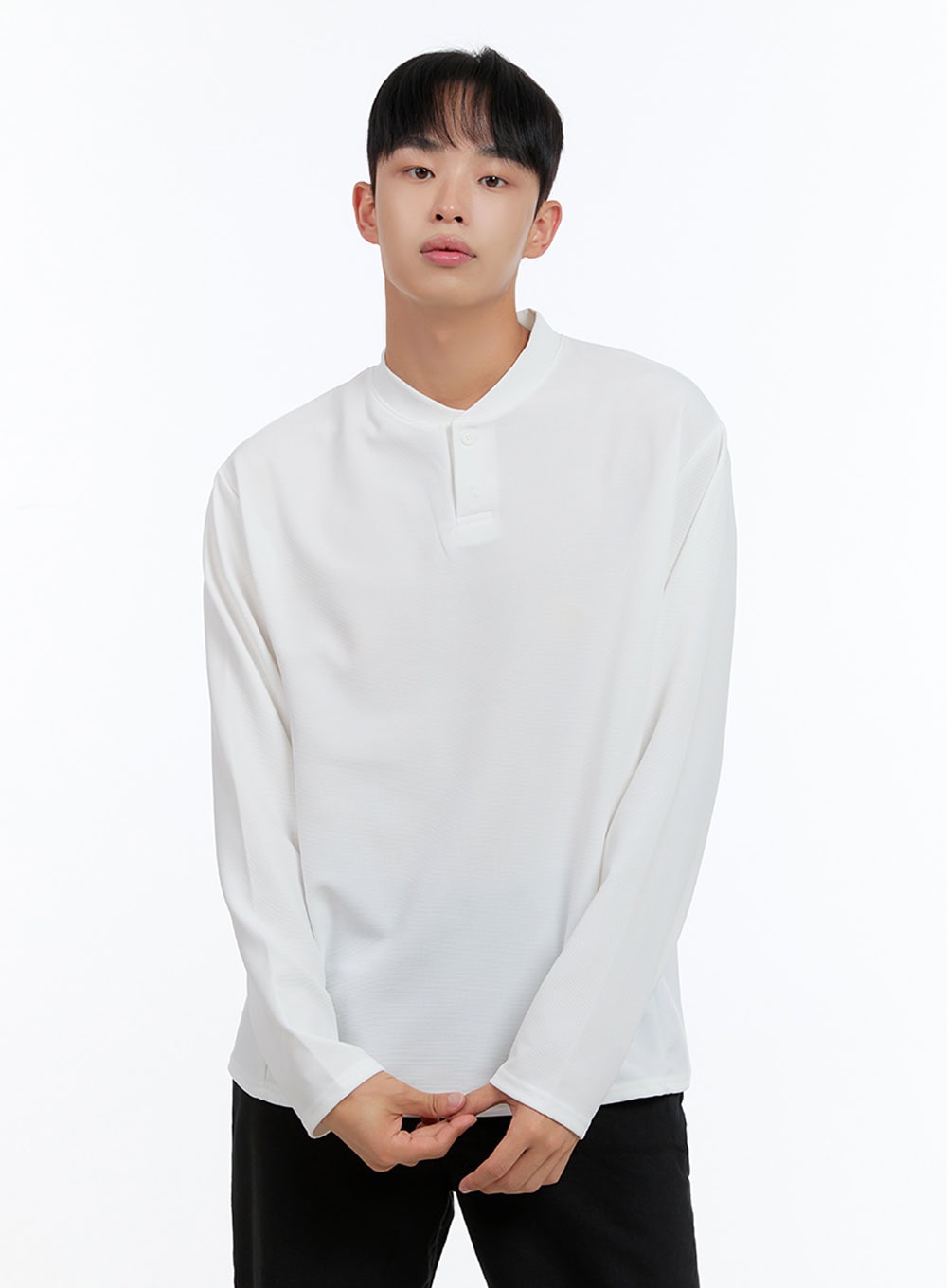 Men's Henley Neck Long Sleeve Tee IS413
