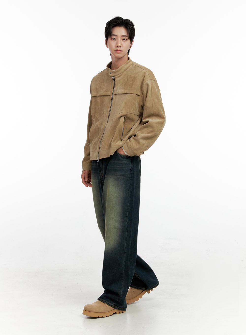 Men's Vintage Wash Wide-Leg Jeans IN411