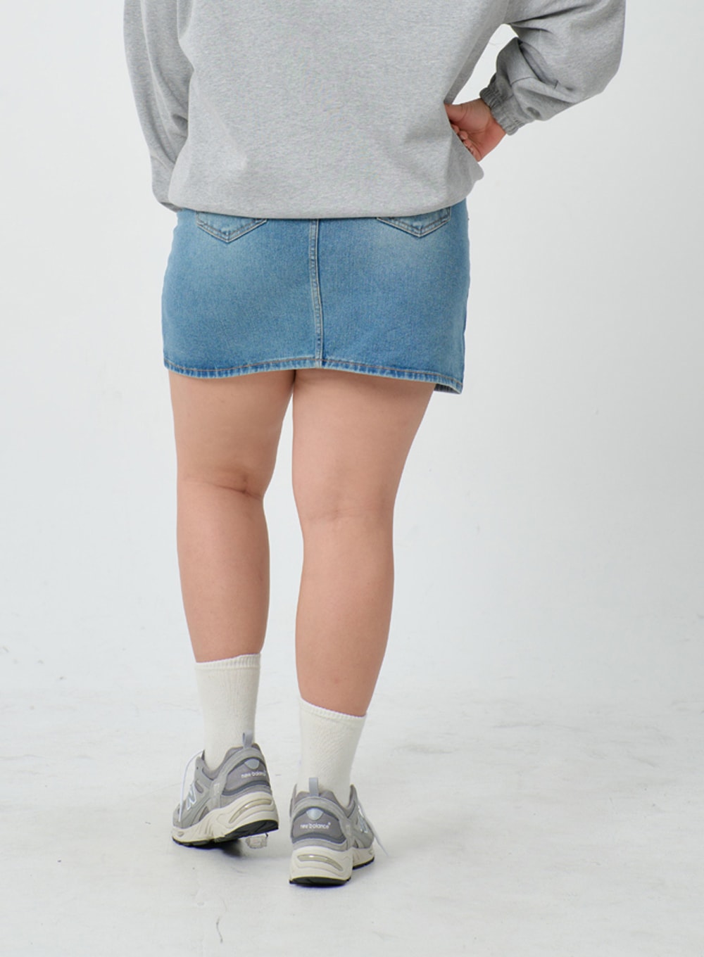 Plus Light Washed Mini Denim Skirt ID27
