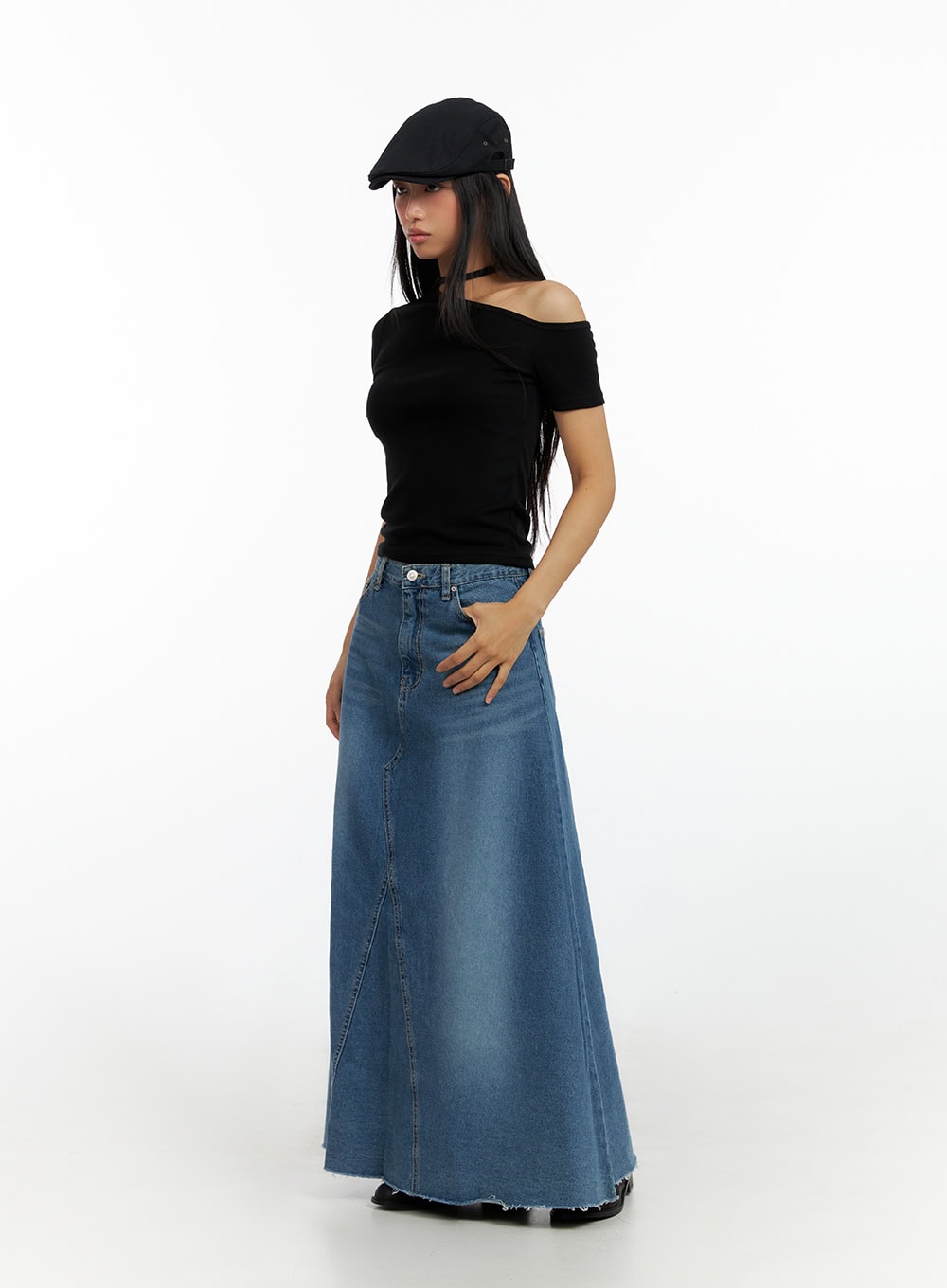 Maxi Flare Denim Skirt IL419