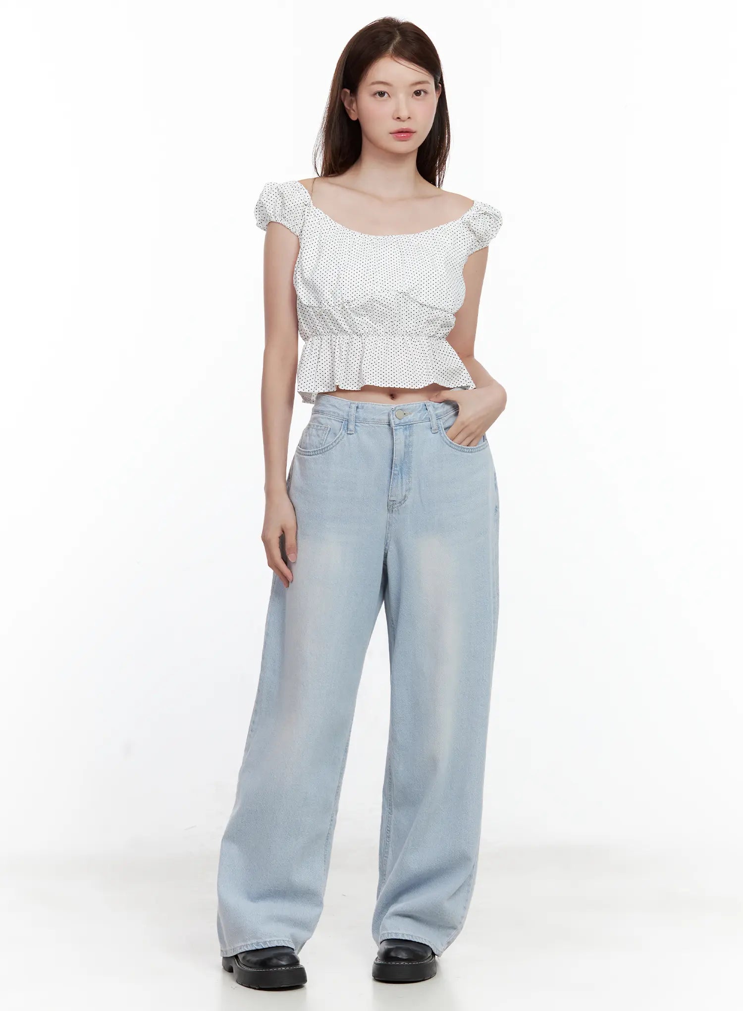 Polka Dot Sleeveless Blouse IU526