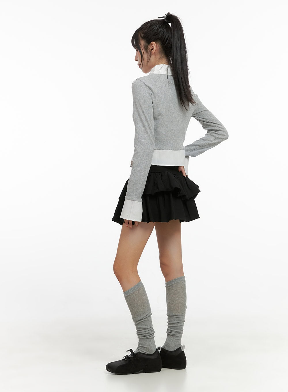 Ruffle Banded Cotton Mini Skirt CS403