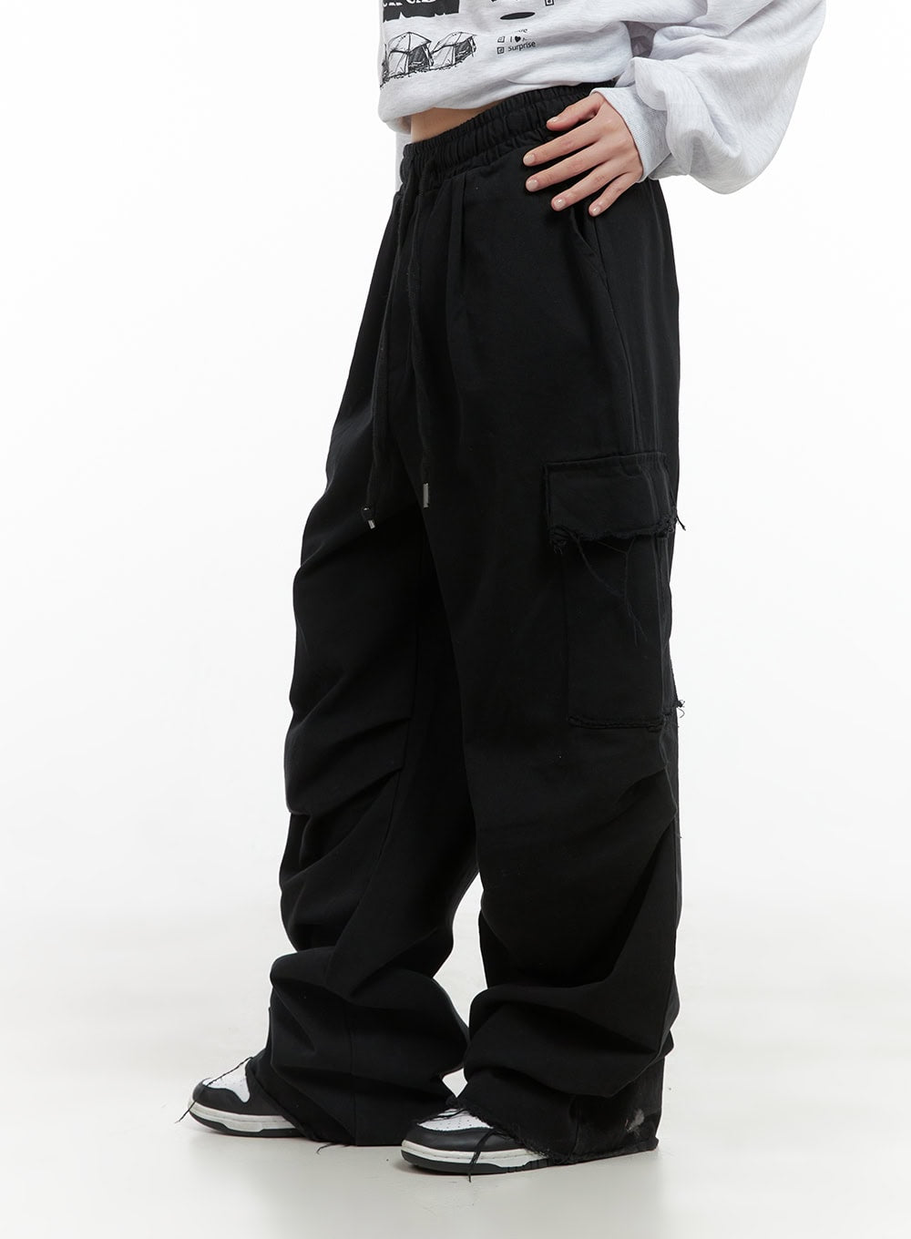 Cotton Banded Waist Cargo Pants CS412