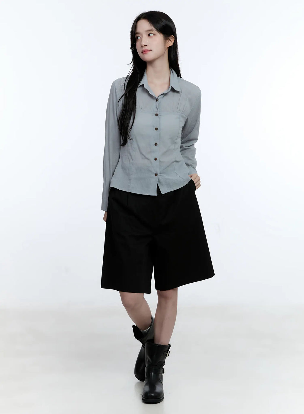 Collared Shirred Blouse CG513