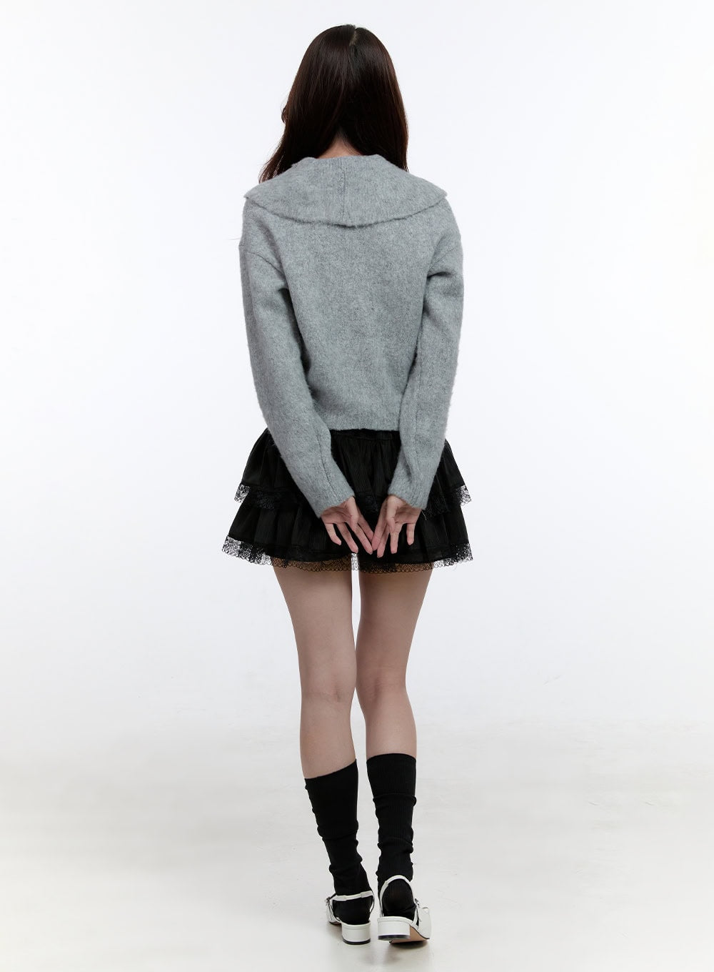 Cozy Collar Big Knit Cardigan OO407