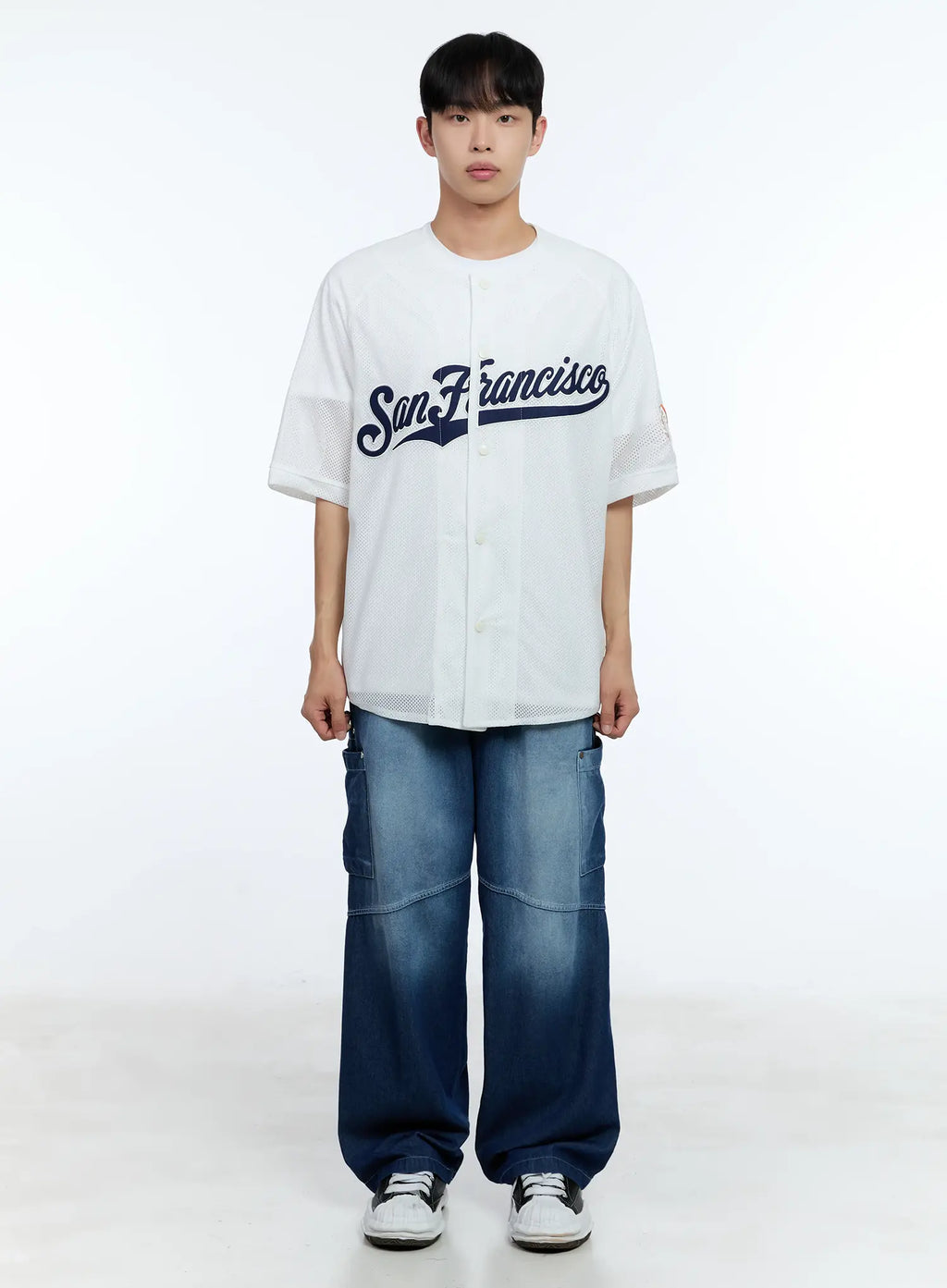 Men's Rivet Detail Wide Jeans IL517