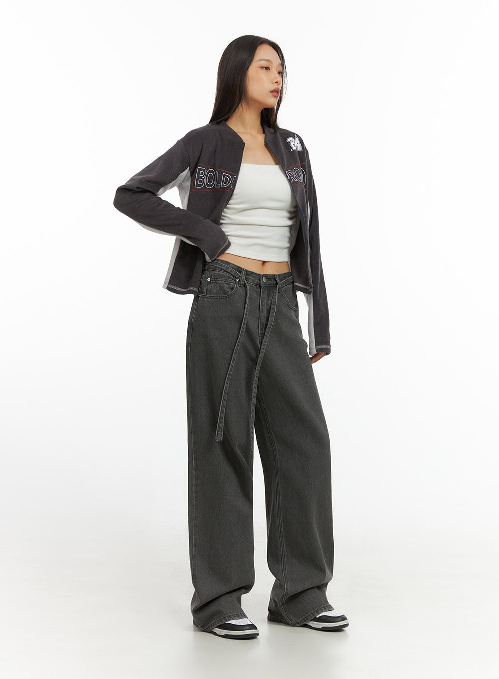 Emery Cotton Strap Baggy Jeans IO409