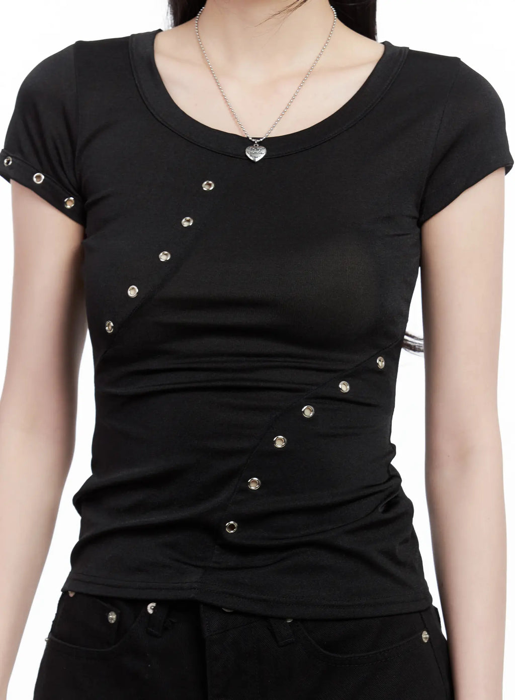 Studded Eyelet Slim-Fit Tee CL501