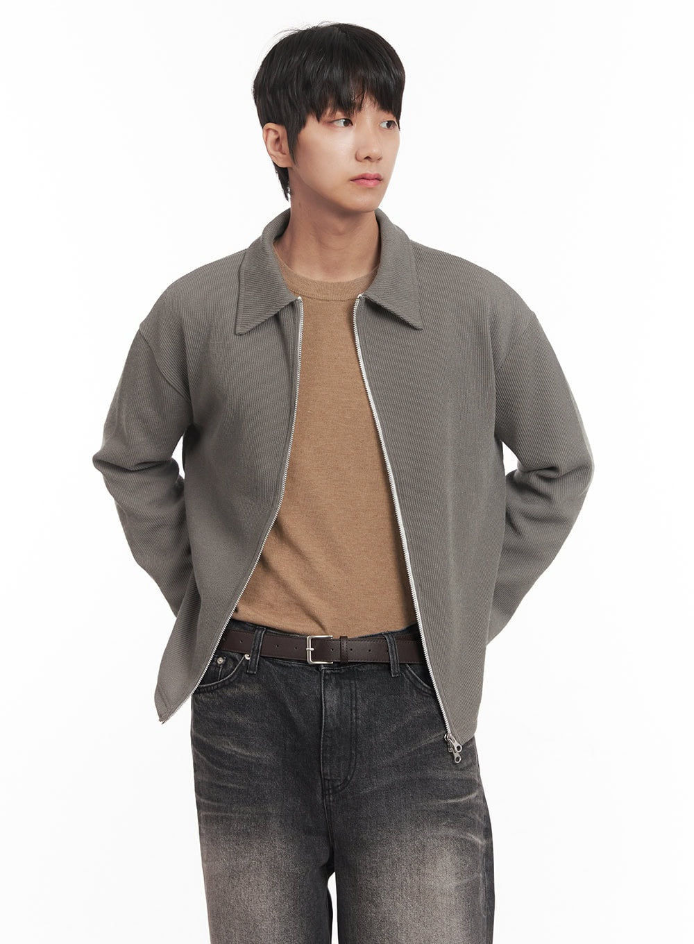 Men's Zip-Up Collared Cardigan Jacket IM518