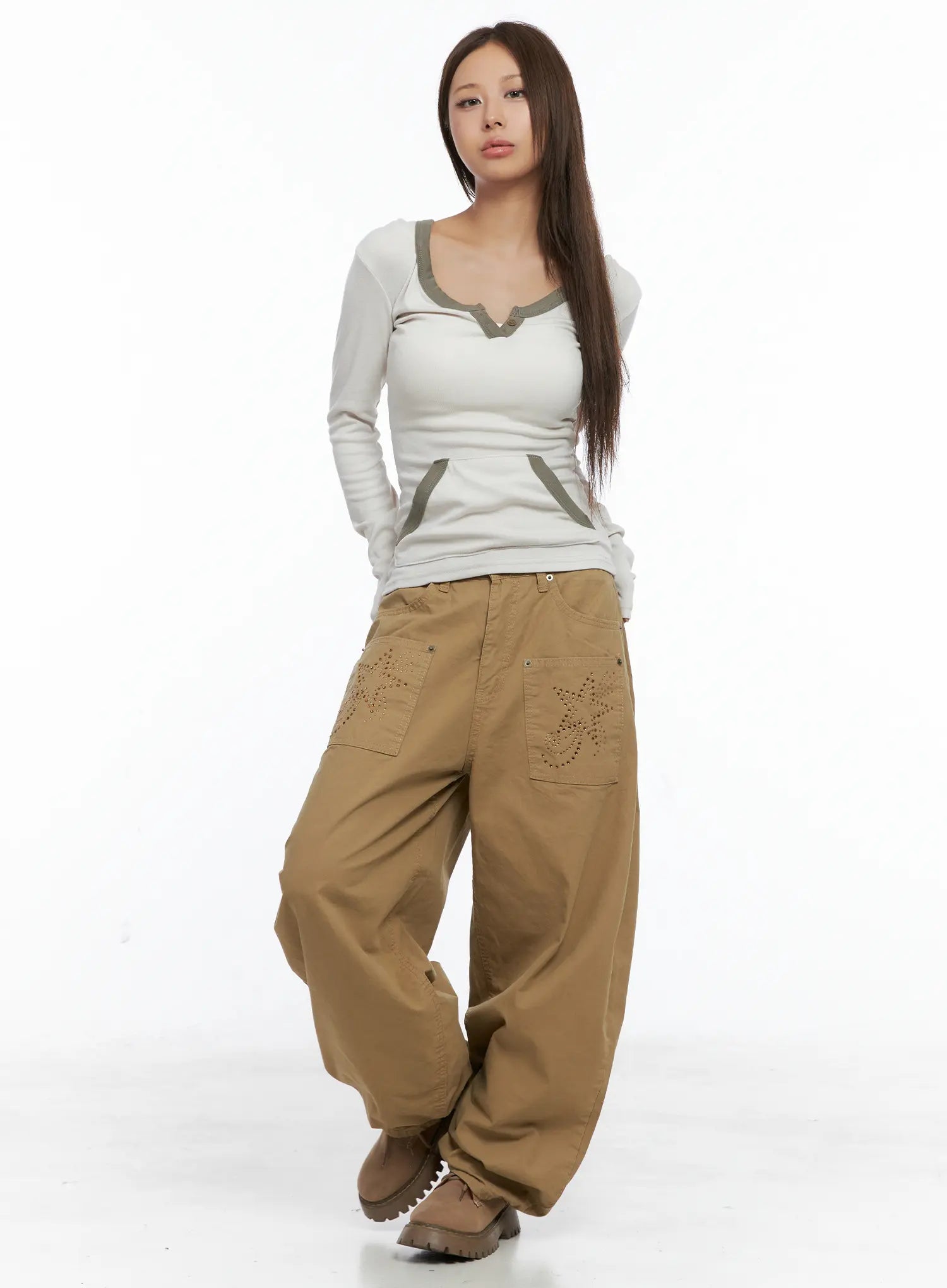 Long-Sleeve Contrast Trim Hoodie CS504