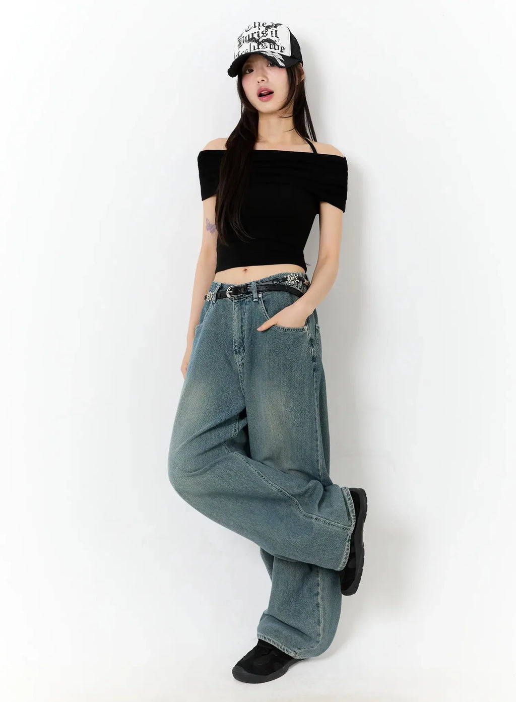 Shirred Off-Shoulder Short-Sleeve Tee IU525