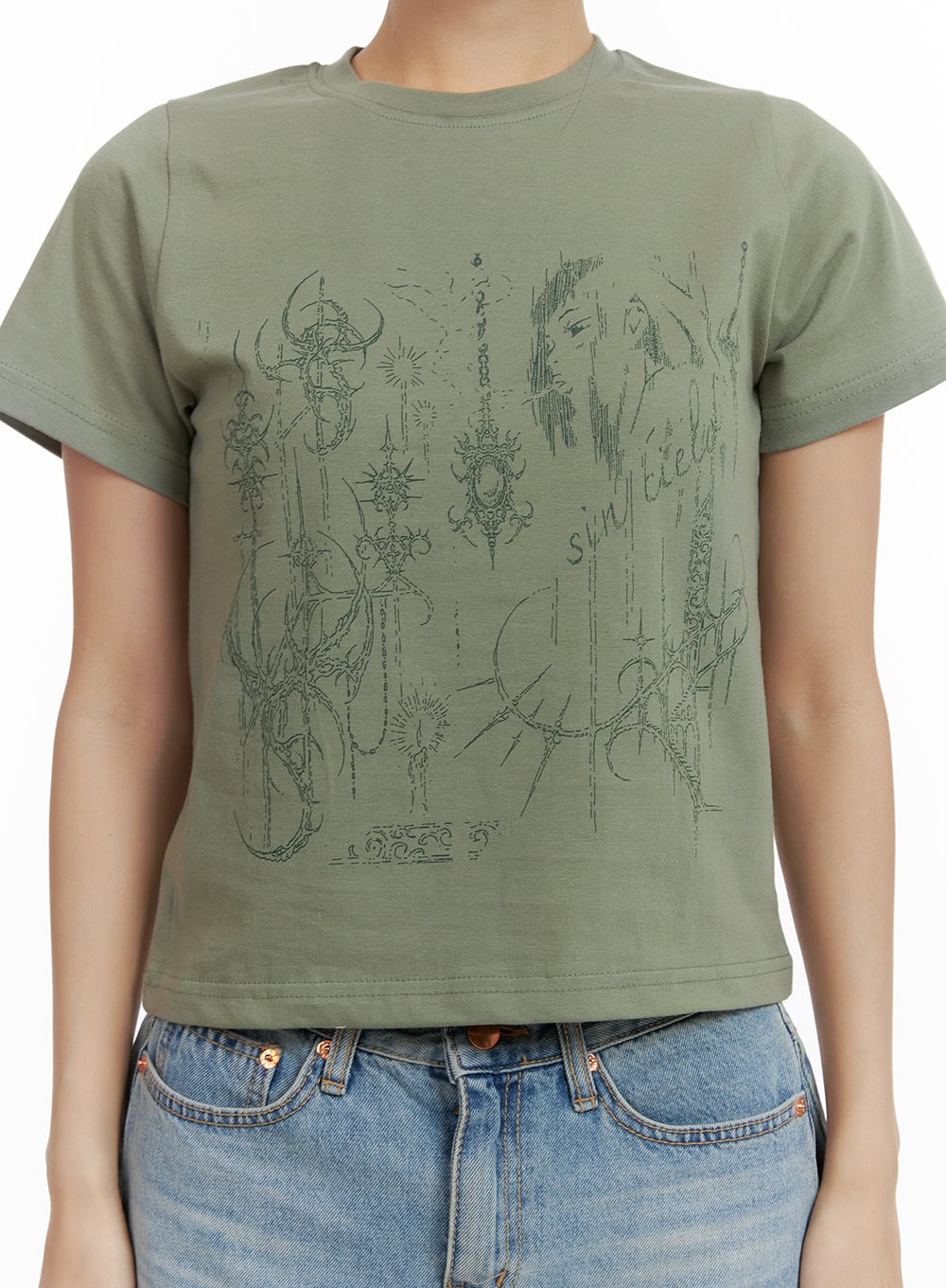 Cotton Graphic Crop Tee CU405