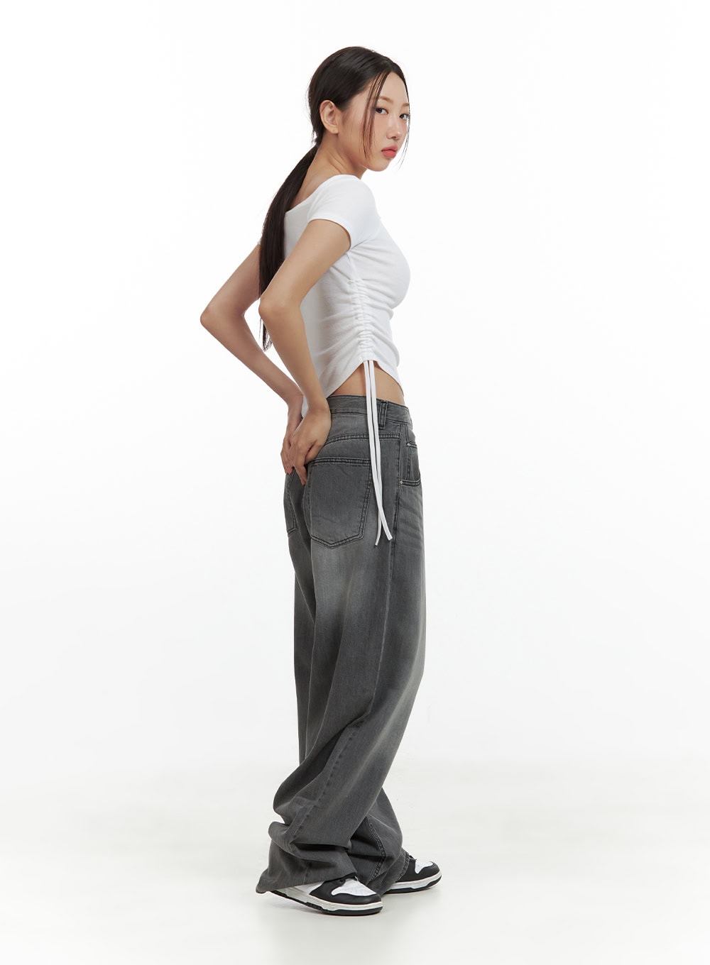 Cut Out Shirred Crop Tee CU420