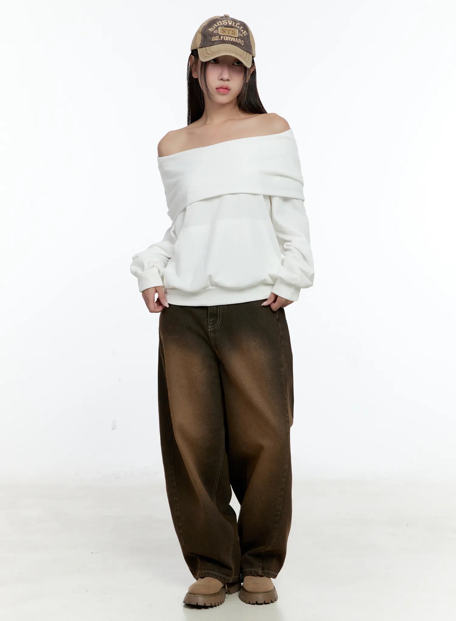 Off-Shoulder Pocket Sweatshirt CS517