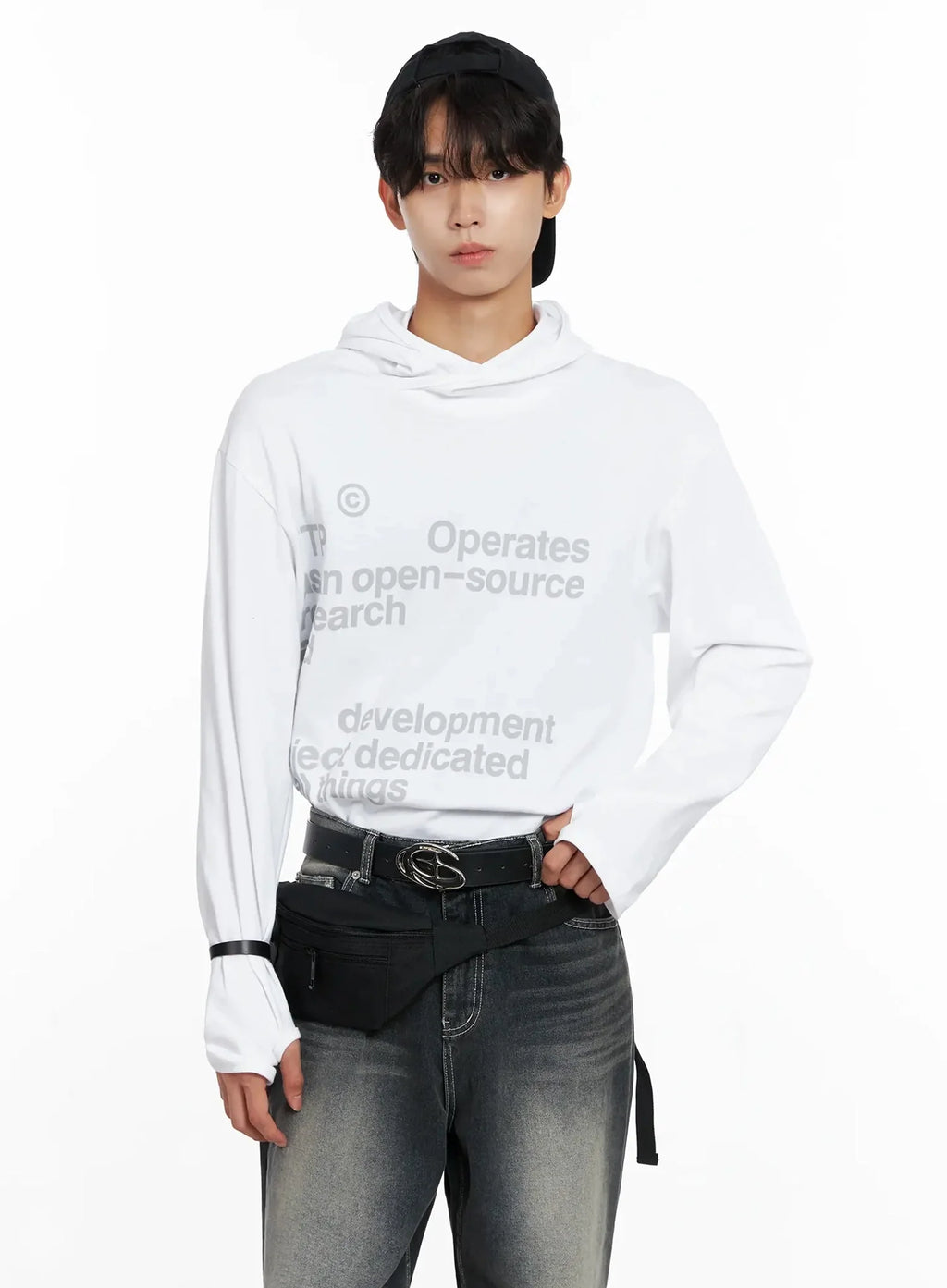 Men's Lettering Hand Warmer Hoodie IO517