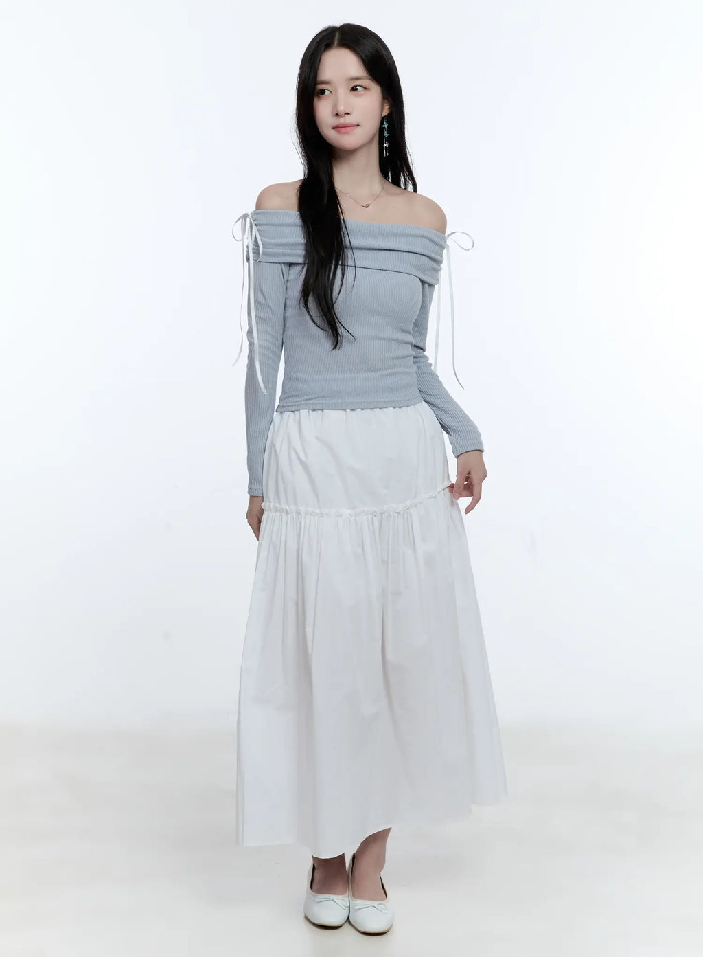 Ribbon Tie Waist Maxi Skirt CG512