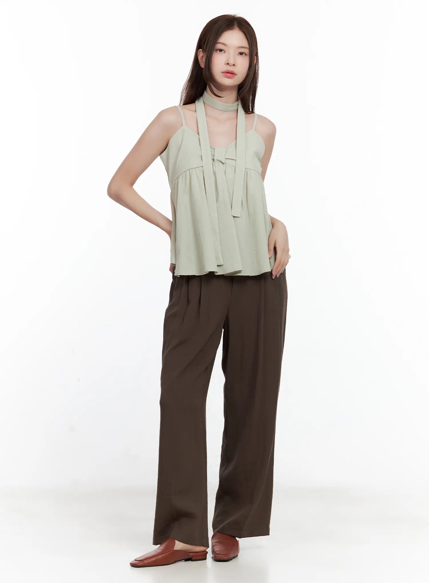 Ribbon Tie Tank & Scarf Set CL502