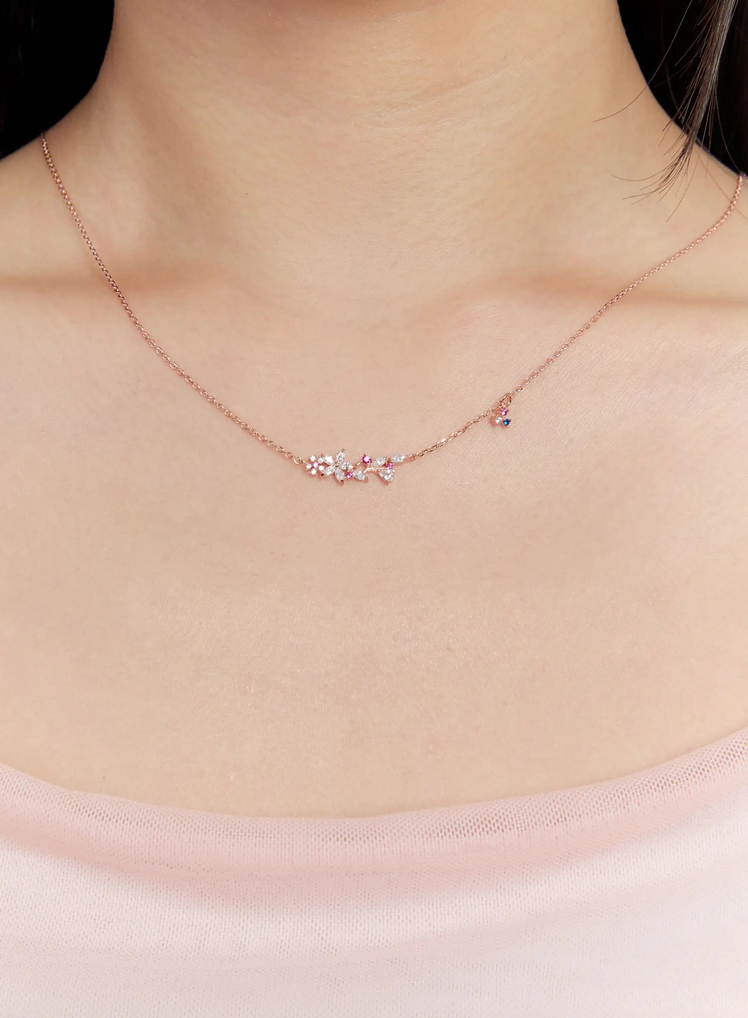 Accent Petal Ruby Necklace IS517