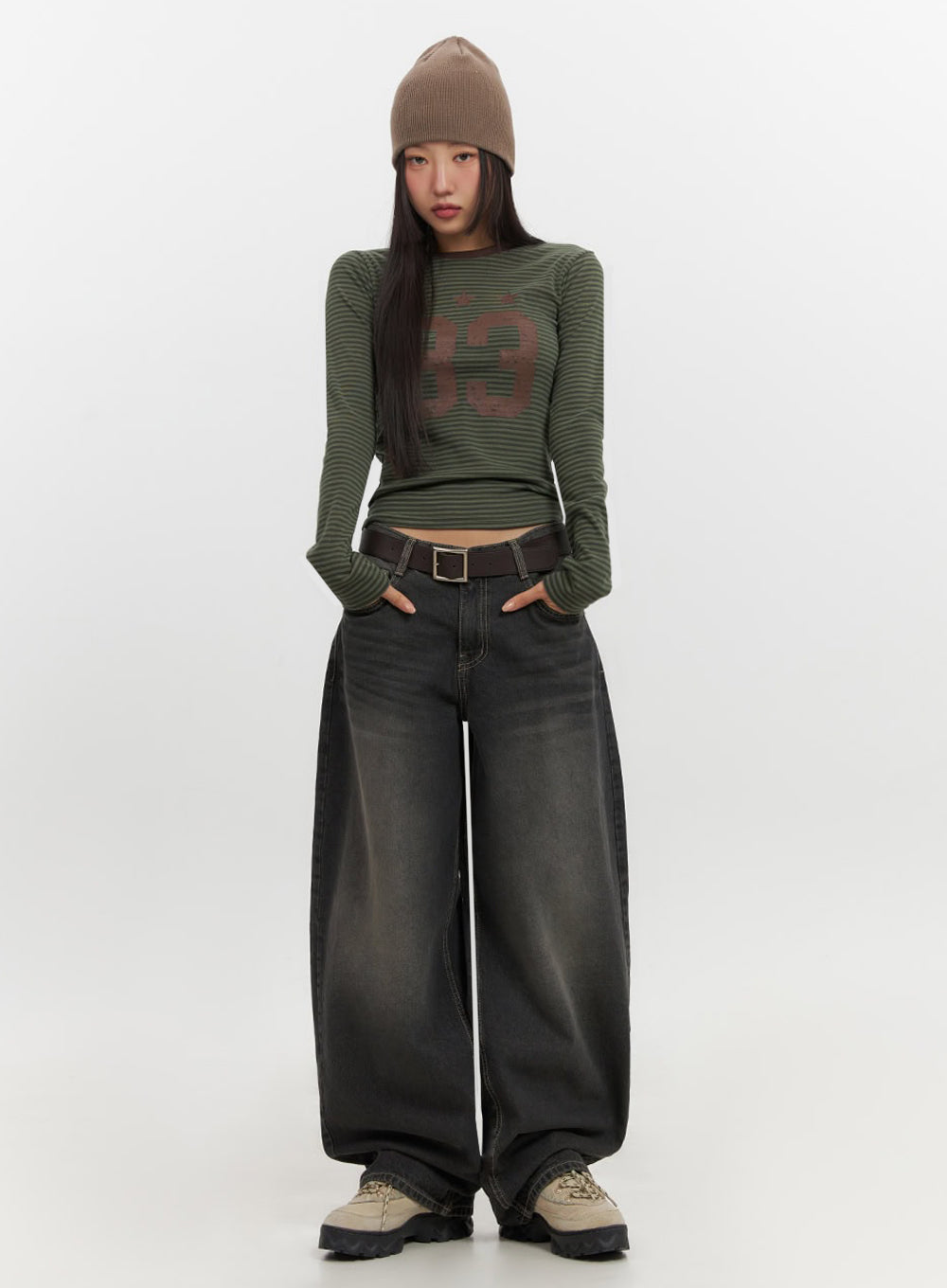 Skyla Washed Wide-Leg Baggy Jeans IF511