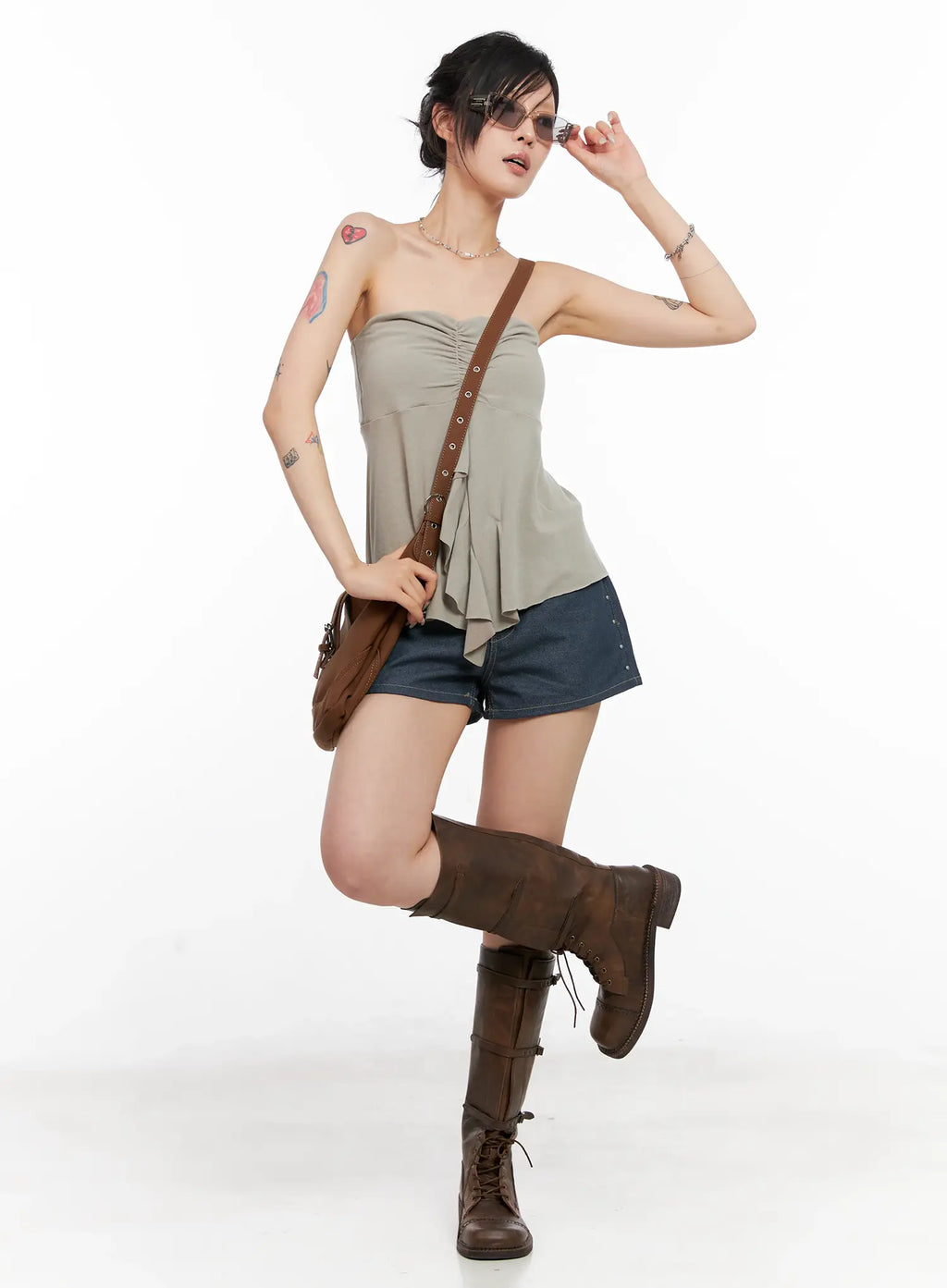 Studded Denim Shorts CL525