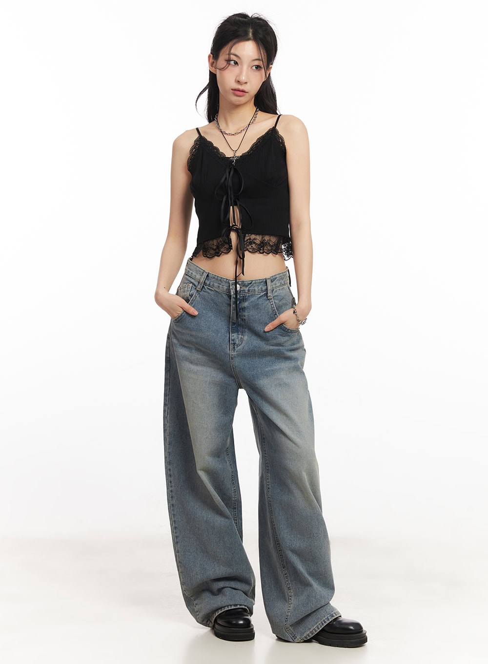 Ginny Washed Wide-Leg Jeans CA514