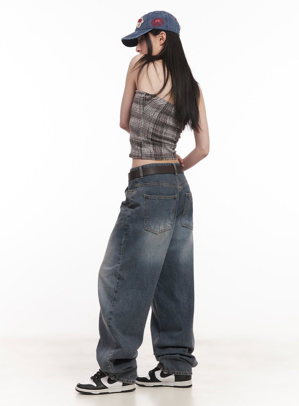 Checkered Tube Top & Scarf Set CM517