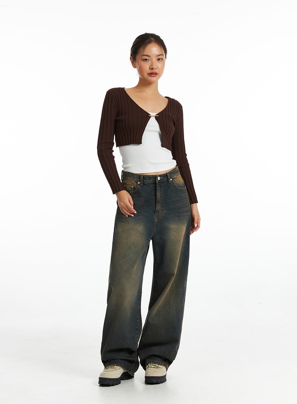 Retro Washed Wide-Leg Jeans CO318