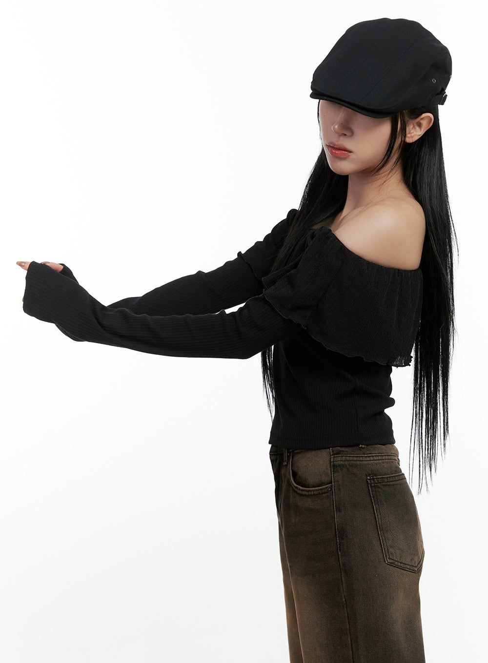 Ruffle Charm Off Shoulder Crop Top CN408