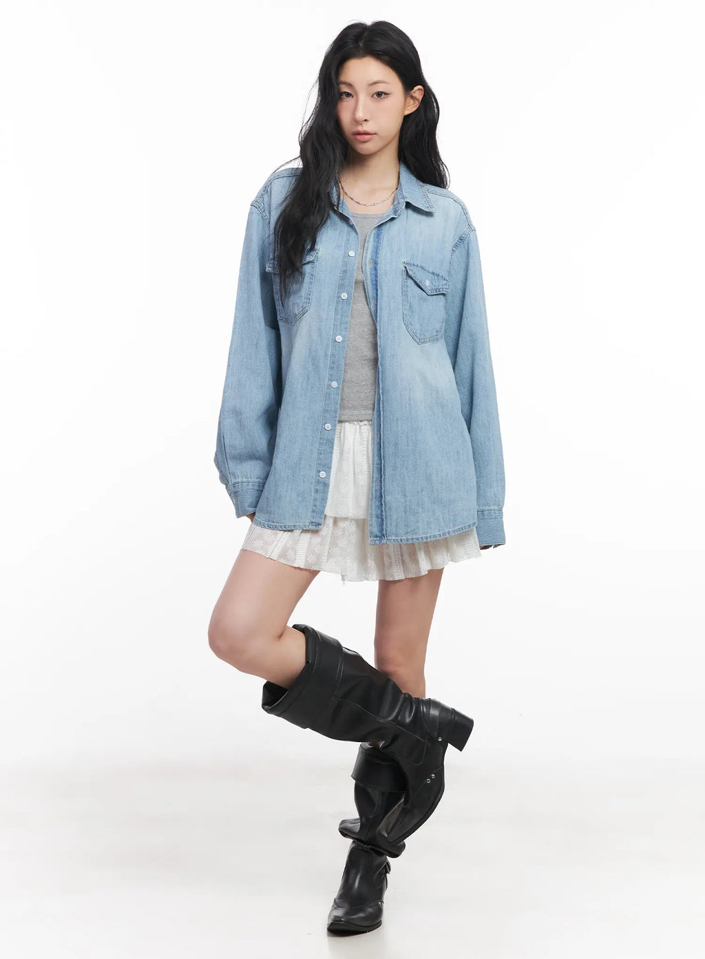 Loose-Fit Denim Collared Shirt CU510