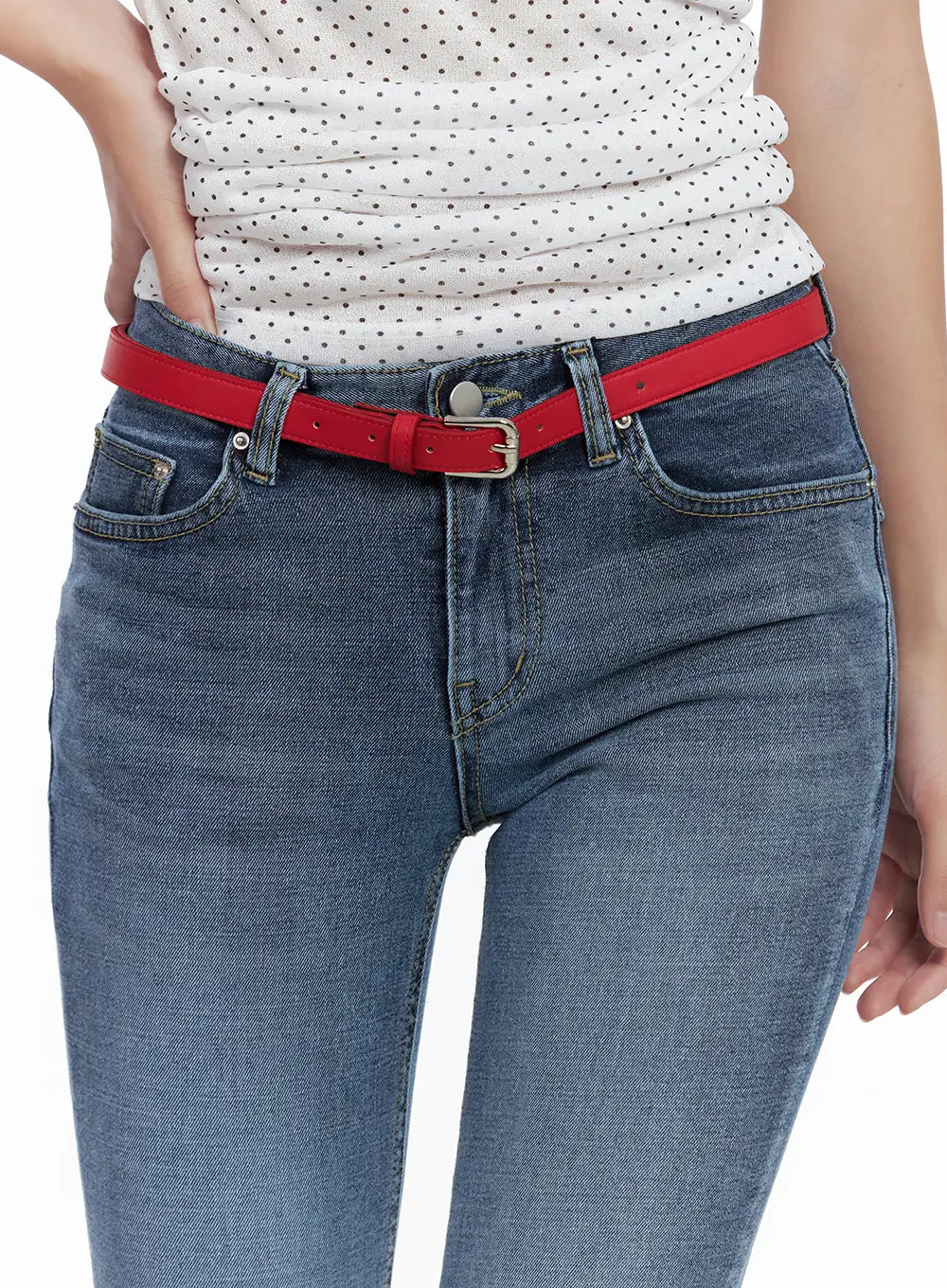 Minimalist Red Faux Leather Belt CL508